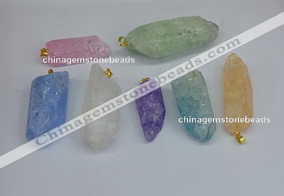 NGP8885 16*38mm - 25*60mm sticks crackle quartz pendants wholesale