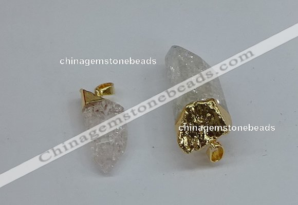 NGP8887 10*35mm - 20*45mm sticks crackle quartz pendants