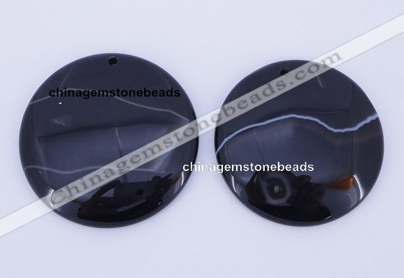 NGP890 5PCS 50mm - 53mm flat round agate gemstone pendants wholesale