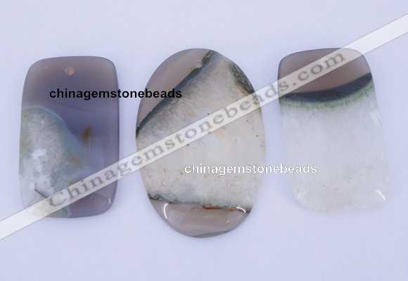 NGP910 5PCS 30-40mm*50-55mm mixed shape agate druzy geode gemstone pendants