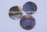 NGP934 5PCS 52mm flat round agate gemstone pendants wholesale