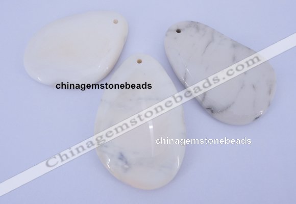 NGP960 5PCS 35-45mm*50-65mm freeform white howlite turquoise pendants