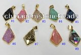 NGP9601 18*25mm faceted plated druzy agate pendants