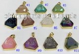 NGP9602 20*20mm faceted plated druzy agate pendants