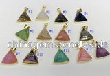 NGP9603 20*20mm faceted triangle plated druzy agate pendants