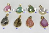 NGP9609 18*25mm faceted teardrop plated druzy agate pendants