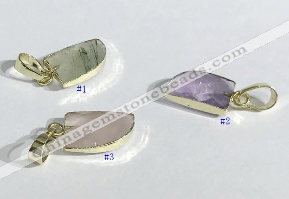 NGP9714 11*15mm horn-shaped  mixed gemstone pendants wholesale