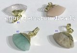 NGP9718 11*16mm fan-shaped  mixed gemstone pendants wholesale