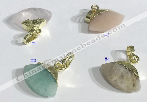 NGP9718 11*16mm fan-shaped  mixed gemstone pendants wholesale