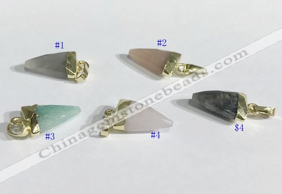 NGP9719 11*16mm arrowhead-shaped  mixed gemstone pendants wholesale