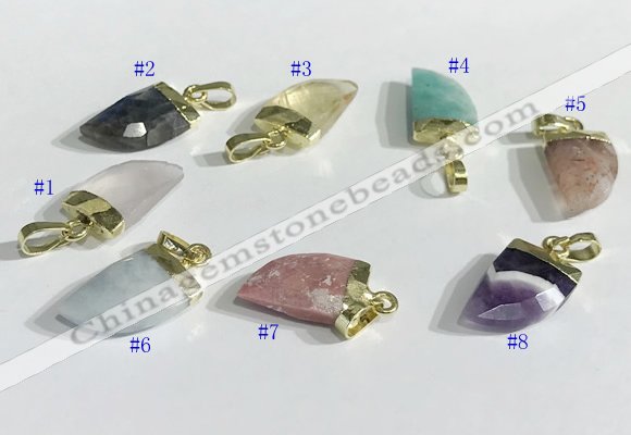 NGP9721 11*16mm horn-shaped  mixed gemstone pendants wholesale