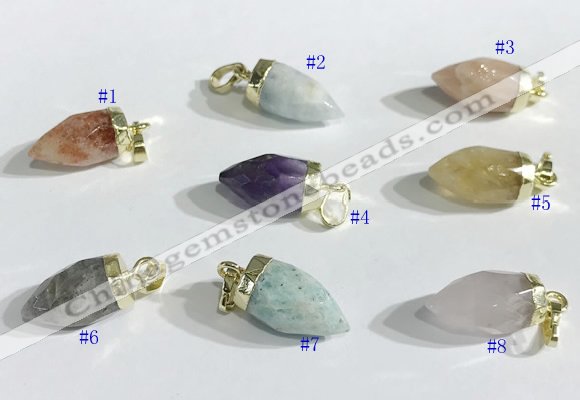 NGP9725 10*16mm bullet-shaped  mixed gemstone pendants wholesale