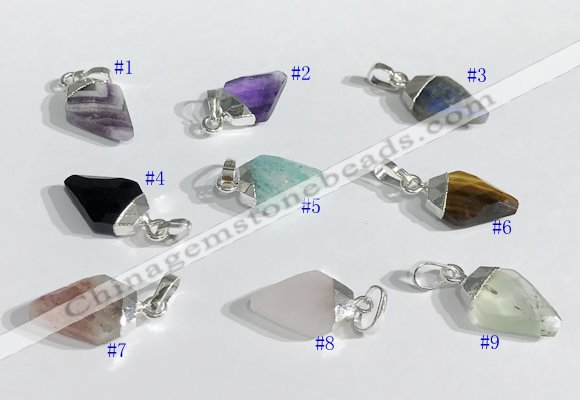 NGP9729 11*15mm arrowhead-shaped  mixed gemstone pendants wholesale