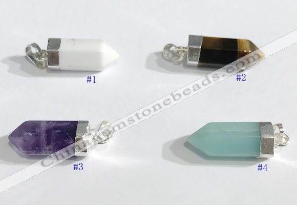 NGP9732 8*20mm sticks-shaped  mixed gemstone pendants wholesale