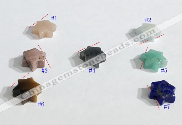 NGP9742 10mm star-shaped  mixed gemstone pendants wholesale