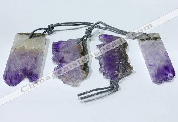 NGP9754 20*40mm-25*45mm freeform amethyst pendants wholesale