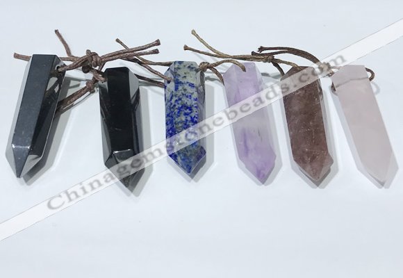 NGP9765 12*40mm-15*55mm sticks mixed gemstone pendants