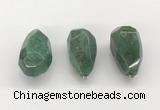 NGP9823 22*35mm - 25*40mm faceted nuggets green aventurine jade pendants