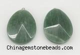 NGP9833 32*42mm - 35*45mm faceted nuggets green aventurine jade pendants