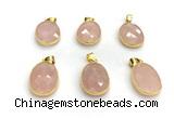 NGP9876 17*22mm faceted oval rose quartz pendant