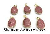 NGP9877 17*22mm faceted oval pink wooden jasper pendant