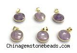 NGP9897 16mm faceted coin amethyst pendant