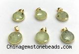 NGP9899 16mm faceted coin prehnite pendant