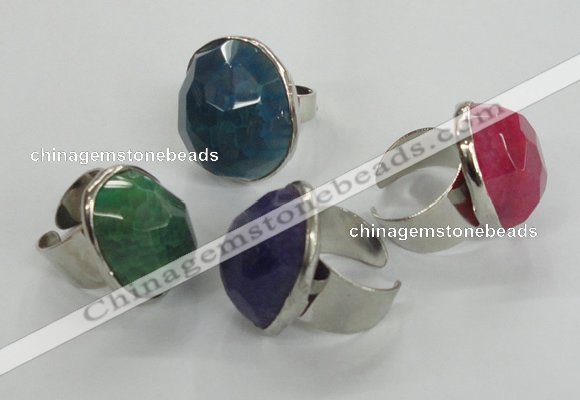 NGR05 18*25mm - 22*28mm faceted nuggets agate gemstone rings