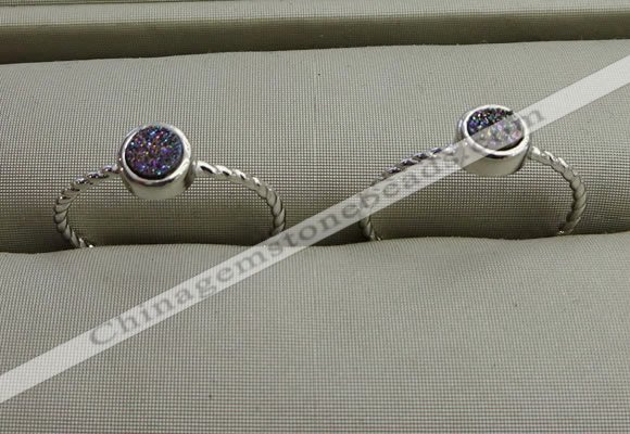 NGR1028 4mm coin plated druzy agate rings wholesale