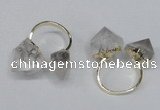 NGR103 13*18mm - 15*20mm faceted nuggets white crystal rings