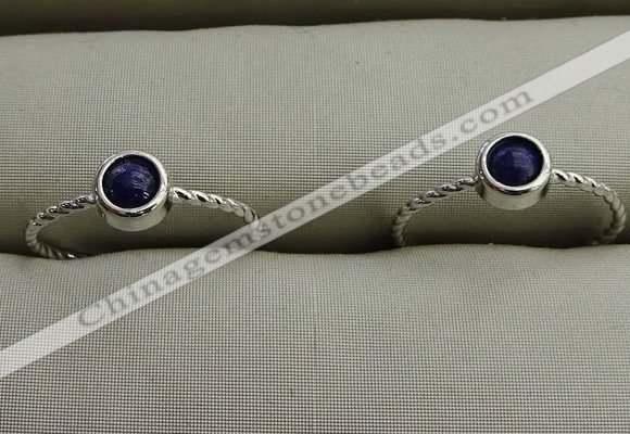 NGR1047 4mm coin lapis lazuli gemstone rings wholesale