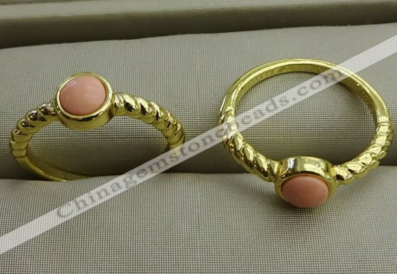 NGR1049 4mm coin synthetic coral rings wholesale