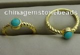 NGR1050 4mm coin synthetic turquoise rings wholesale