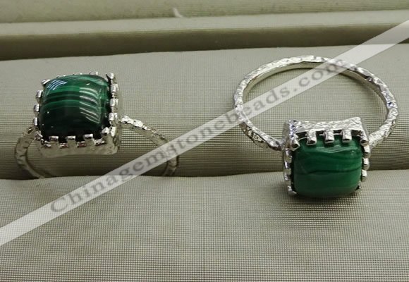 NGR1064 8*8mm square malachite gemstone rings wholesale