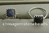 NGR1067 8*8mm square labradorite gemstone rings wholesale