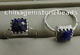 NGR1068 8*8mm square lapis lazuli gemstone rings wholesale