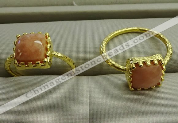 NGR1073 8*8mm square moonstone gemstone rings wholesale