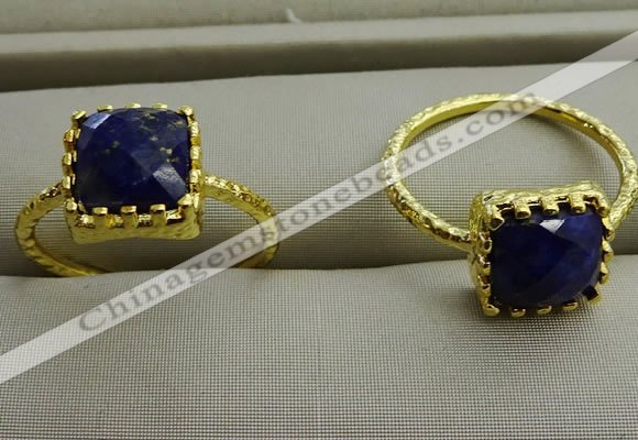 NGR1075 8*8mm square lapis lazuli gemstone rings wholesale