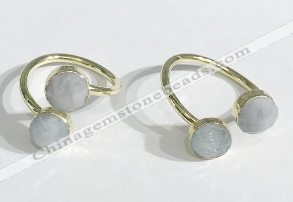 NGR1085 8mm coin aquamarine gemstone rings wholesale