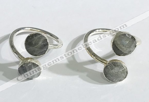 NGR1087 8mm faceted coin  labradorite gemstone rings wholesale