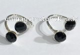 NGR1097 8mm faceted coin  black agate gemstone rings wholesale