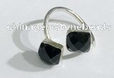 NGR1098 8mm faceted square  black agate gemstone rings wholesale