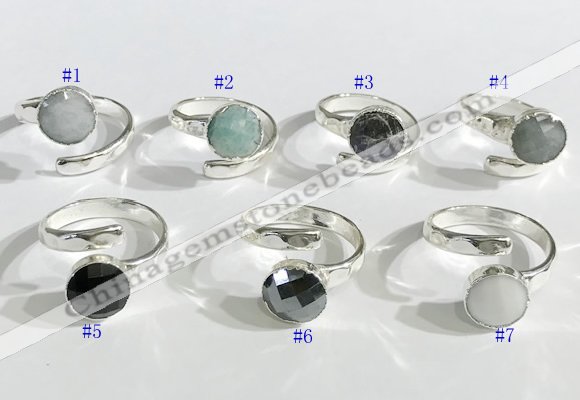 NGR1101 10mm faceted coin  mixed gemstone rings wholesale