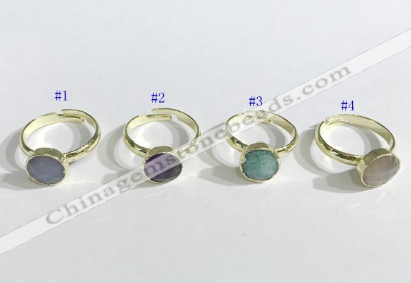 NGR1102 10mm faceted coin  mixed gemstone rings wholesale