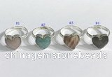 NGR1108 13mm faceted heart  mixed gemstone rings wholesale