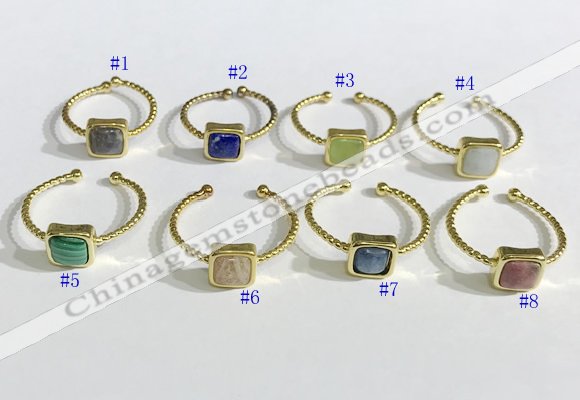 NGR1113 8mm square  mixed gemstone rings wholesale