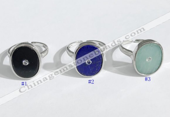 NGR1125 14*17mm oval mixed gemstone rings wholesale