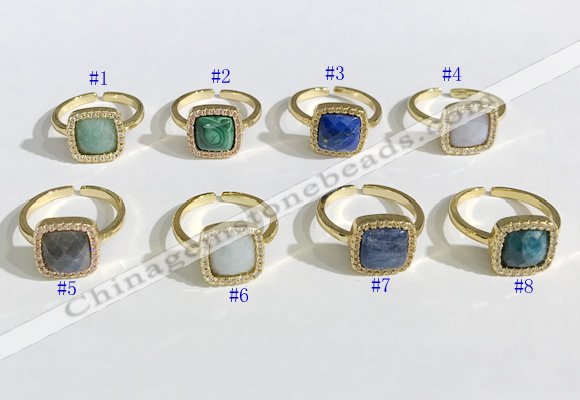 NGR1132 12mm square mixed gemstone gemstone rings wholesale