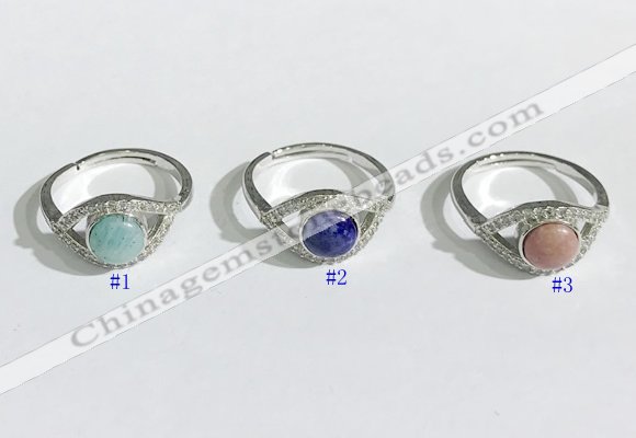 NGR1137 7mm flat round mixed gemstone gemstone rings wholesale