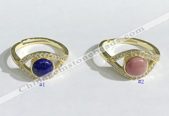 NGR1138 7mm flat round mixed gemstone gemstone rings wholesale